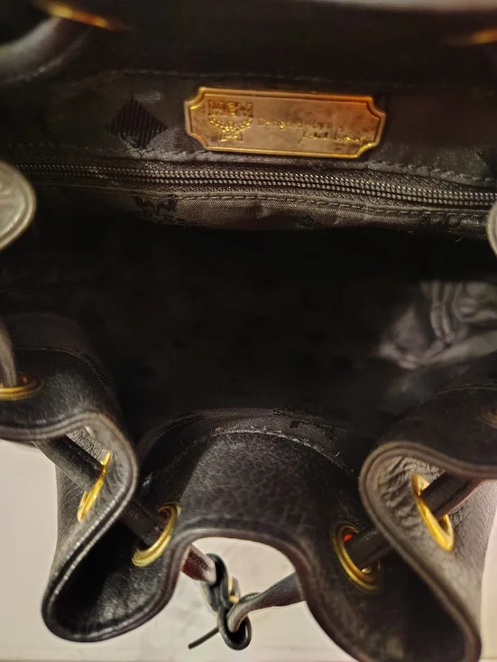 MCM Black Leather Visetos Logo Backpack with Gold Hardware - Picture 14 of 15